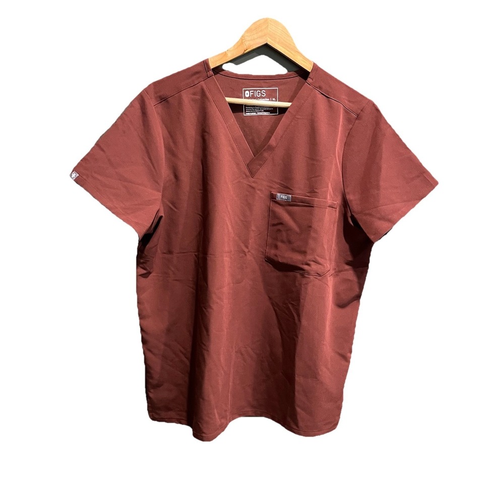 FIGS Technical Collection Maroon Brown Catarina Women's Scrubs Top Size XL
